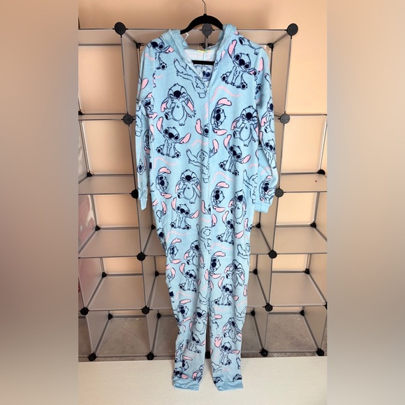 Disney Women's Stitch Light Blue Fleece PJ Onesie Size M NWOT - Picture 3 of 8